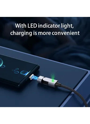 1m PD 100W Fast Charging Cable 480Mbps 180 Degree Rotating Magnetic Data Cable with Type-C / iP Adapters