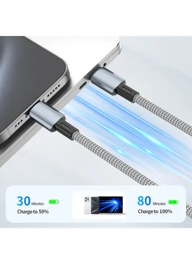 0.3m 12W USB-A to 8Pin Magnetic Charging Cable Mobile Phone 480Mbps Data Cable