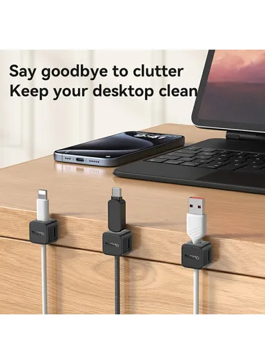 4Pcs Cable Organizer Magnetic Desk Cable Clips Management Phone Cord Keeper C216 - White