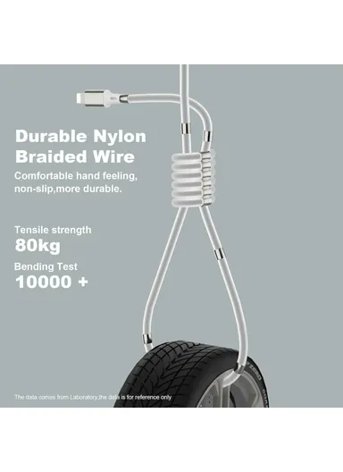 1m 2.4A Fast Charging Cable Magnetic Storage USB-C to USB-C 60W Data Cord