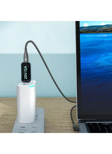 USB C to C Data Cable 180 Degree Rotating PD 100W 5A 1m Fast Charging Cord with LED Indicator - Green