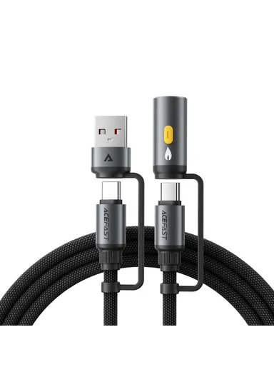 1.2m Multi-Function Charging Cable USB-A + USB-C + Car Lighter Adapter Data Transfer Cord J6