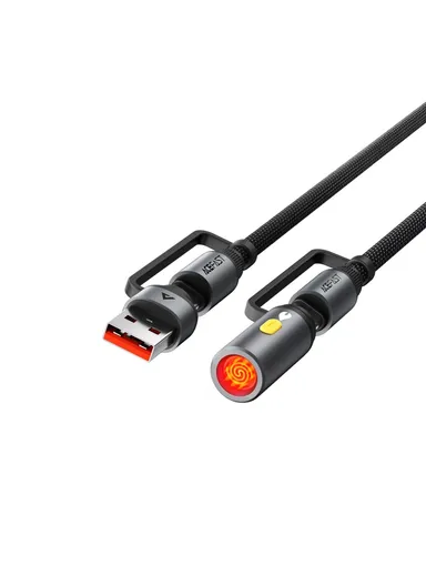 1.2m Multi-Function Charging Cable USB-A + USB-C + Car Lighter Adapter Data Transfer Cord J6