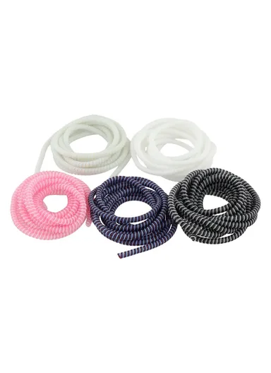 5PCS 2.8m Spiral Data Cable Protector TPU Spring Wrap Cord Saver Protective Sleeve - Beige / White / Dark Blue / Pink / Black