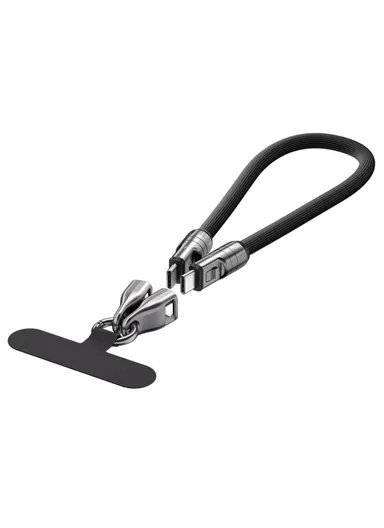 30cm Detachable Type C to Type C Data Cable Phone Lanyard PD 240W Fast Charging Wire - Black