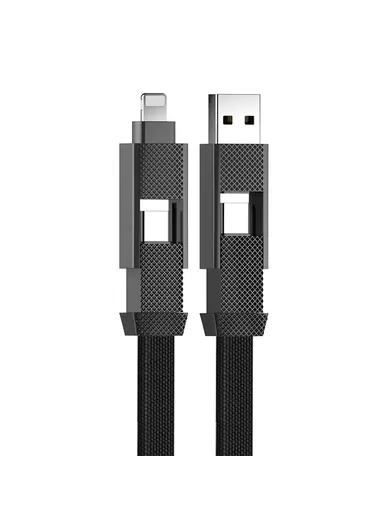 4-in-1 1.2m Magnetic 60W Fast Charging Cable USB / Type-C / Lightning Nylon Braided Charging Data Cord