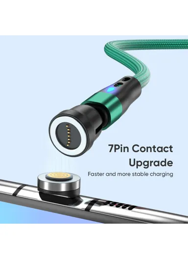 2m PD 60W Magnetic Phone Charging Cable 3-in-1 Type-C to 8-Pin / Type-C / Micro USB Data Sync Cord with LED Light - Black