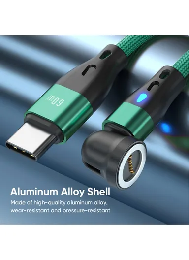 2m PD 60W Magnetic Phone Charging Cable 3-in-1 Type-C to 8-Pin / Type-C / Micro USB Data Sync Cord with LED Light - Black