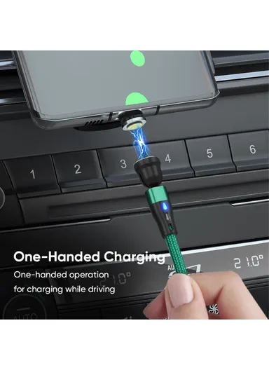 1m Magnetic Charging Cable 3-in-1 PD 60W Type-C to 8-Pin / Type-C / Micro USB Data Transfer Cord with LED Light - Black