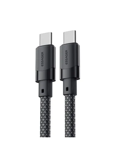 1m 60W Type-C to Type-C Charging Cable Magnetic Design Braided Data Cord - Black