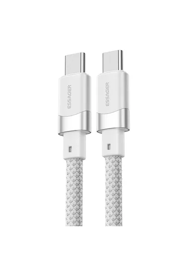 1m 100W Type-C to Type-C Charging Cable Magnetic Braided Data Cord 7A - White
