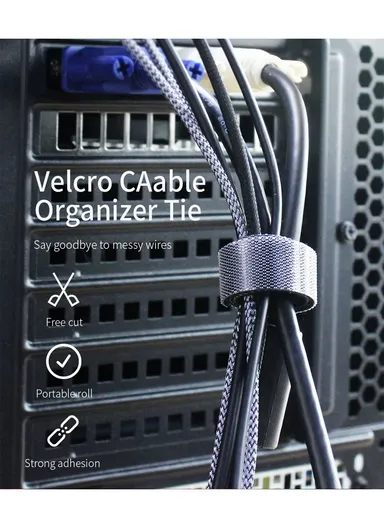 5M Strap Cable Tie Strong Adhesion Self-adhesive Loop &amp; Hook Sticker