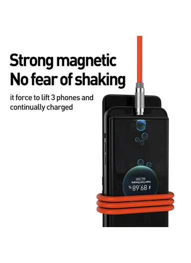 2m 100W Magnetic Lightning Data Cable Mobile Phone Fast Charging Wire - Orange