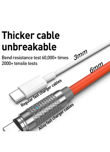 2m 100W Magnetic Lightning Data Cable Mobile Phone Fast Charging Wire - Orange