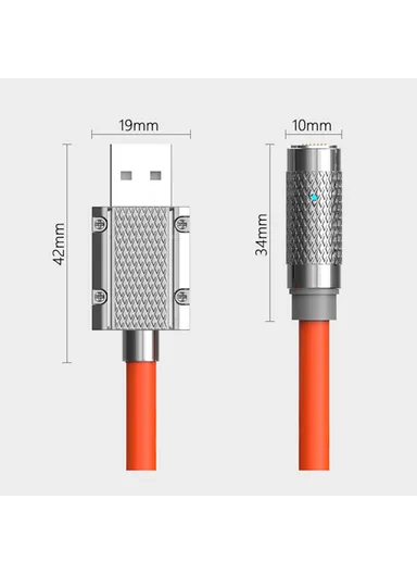 2m 100W Magnetic Lightning Data Cable Mobile Phone Fast Charging Wire - Orange