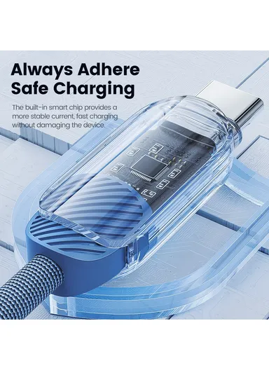 100W PD Fast Charging Cable Type C to Type C Data Cord with Digital Display TQ-X59 - Blue