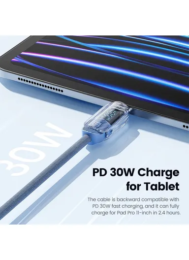 100W PD Fast Charging Cable Type C to Type C Data Cord with Digital Display TQ-X59 - Black