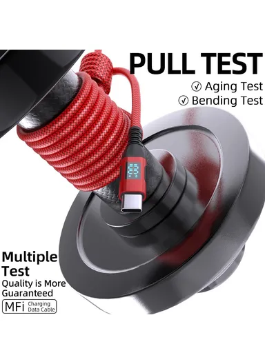 1m 100W USB-C to USB-C Cable Nylon Braided Phone Tablet Fast Charging Digital Display Cord - Red