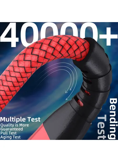 1m 100W USB-C to USB-C Cable Nylon Braided Phone Tablet Fast Charging Digital Display Cord - Red