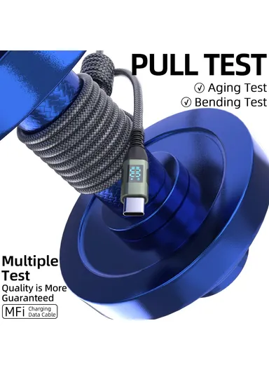 1m 100W USB-C to USB-C Cable Nylon Braided Phone Tablet Fast Charging Digital Display Cord - Grey