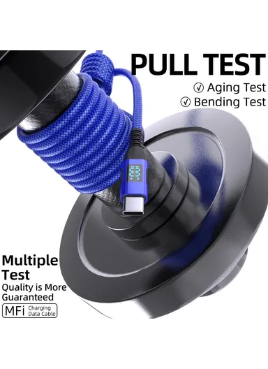 1m 100W USB-C to USB-C Cable Nylon Braided Phone Tablet Fast Charging Digital Display Cord - Blue