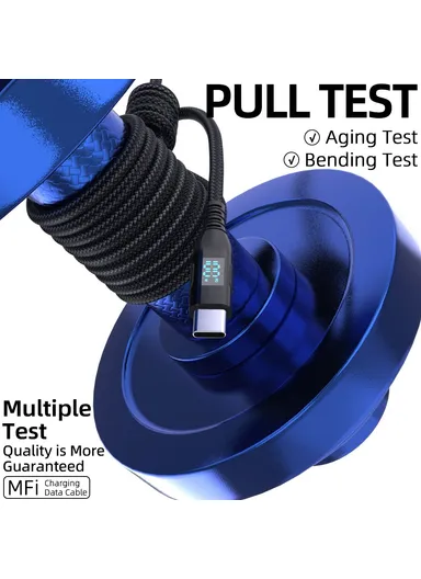 1m 100W USB-C to USB-C Cable Nylon Braided Phone Tablet Fast Charging Digital Display Cord - Black