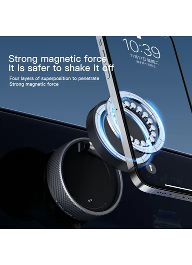 Car Phone Mount Holder Foldable Rotatable Adjustable Height Double-Sided Magnetic Suction Cup K10A - White