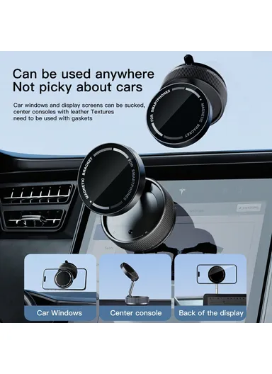 Car Phone Mount Holder Foldable Rotatable Adjustable Height Double-Sided Magnetic Suction Cup K10A - White