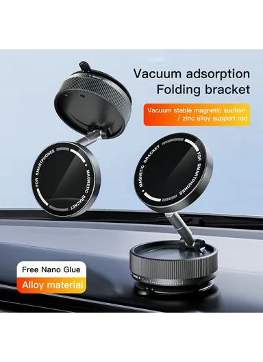 Car Phone Mount Holder Foldable Rotatable Adjustable Height Double-Sided Magnetic Suction Cup K10A - White