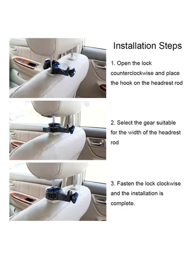 Car Back Seat Headrest Hook Phone Holder Portable Seat Back Magnetic Hanger for Bag Purse Cloth - Blue