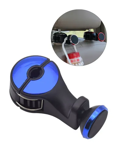 Car Back Seat Headrest Hook Phone Holder Portable Seat Back Magnetic Hanger for Bag Purse Cloth - Blue