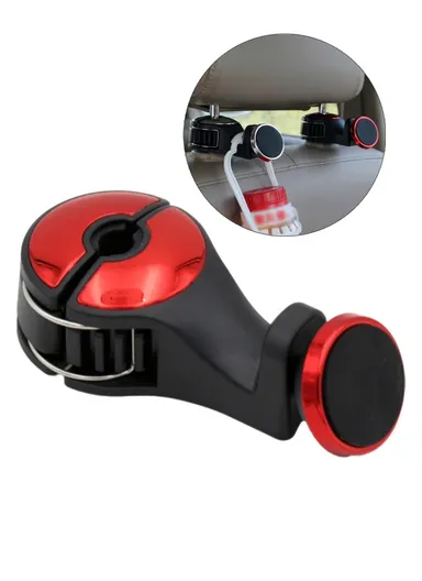 Car Back Seat Headrest Hook Phone Holder Portable Seat Back Magnetic Hanger for Bag Purse Cloth - Red