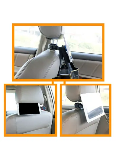 Car Back Seat Headrest Hook Phone Holder Portable Seat Back Magnetic Hanger for Bag Purse Cloth - Silver