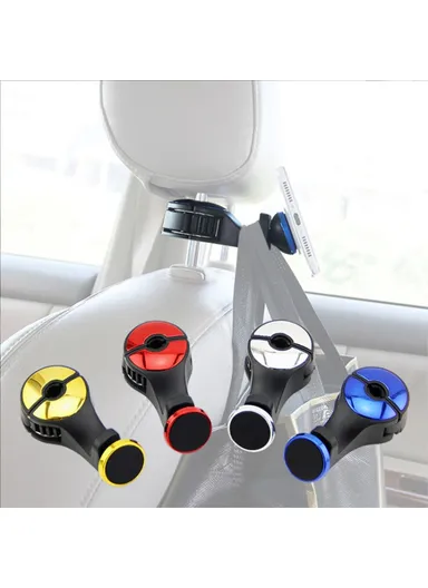Car Back Seat Headrest Hook Phone Holder Portable Seat Back Magnetic Hanger for Bag Purse Cloth - Silver