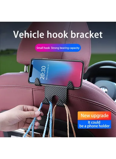 Carbon Fiber Texture Multi-hooks Car Seat Back Headrest Phone Holder Hanger Auto Interior Accessories 201 