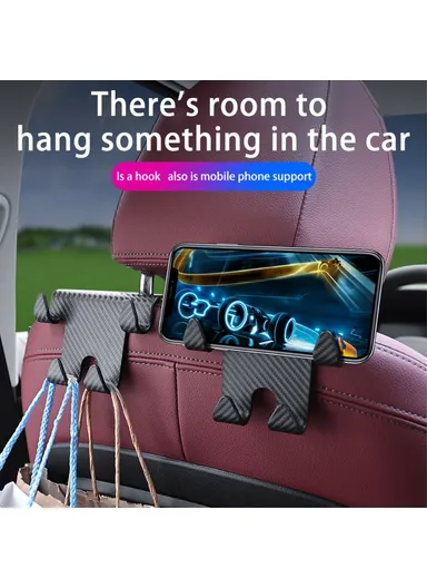 Carbon Fiber Texture Multi-hooks Car Seat Back Headrest Phone Holder Hanger Auto Interior Accessories 201 