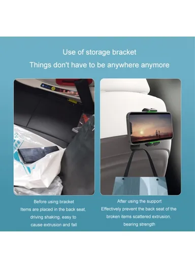 Multi-functional Clip-on Car Back Seat Mobile Phone Holder Bracket Hook Hanger - Green