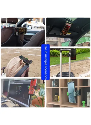 Multi-functional Clip-on Car Back Seat Mobile Phone Holder Bracket Hook Hanger - Green