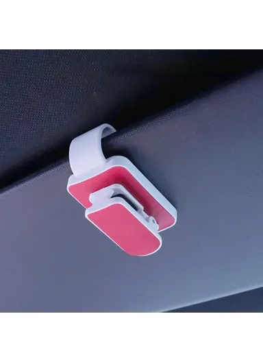 Car Sun Visor Sunglass Holder, Multi-Functional Eyeglass Hanger Clip, Glasses Mount Visor Organizer (W35.3 x H68)cm - White &amp; Red