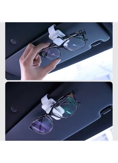 Car Sun Visor Sunglass Holder, Multi-Functional Eyeglass Hanger Clip, Glasses Mount Visor Organizer (W35.3 x H68)cm - White &amp; Red