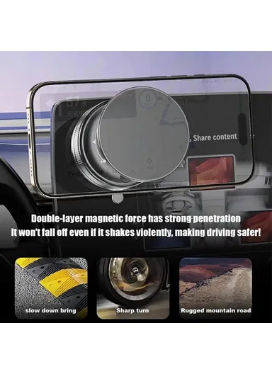 Magnetic Car Phone Mount Suction Cup Holder Dashboard Windshield Adjustable Phone Stand T29 - White