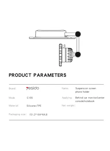 Car Magnetic Phone Holder Center Console Suspension Screen Folding Bracket C155 