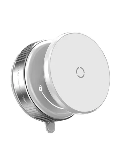 Mechanical Vacuum Suction Magnetic Car Phone Mount 360 Degree Rotation Navigation Holder K009 - White