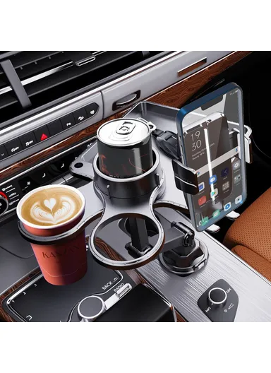 Multifunction Car Cell Phone Mount Bracket Food Tray with Dual Rotatable Cup Holder CP252