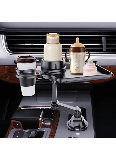 Multifunction Car Cell Phone Mount Bracket Food Tray with Dual Rotatable Cup Holder CP252