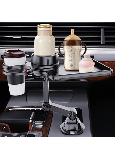 Multifunction Car Cell Phone Mount Bracket Food Tray with Dual Rotatable Cup Holder CP252