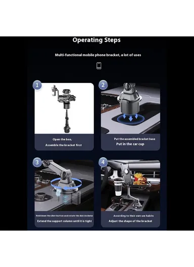 Multifunction Car Cell Phone Mount Bracket Food Tray with Dual Rotatable Cup Holder CP252