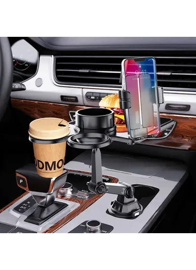 Multifunction Car Cell Phone Mount Bracket Food Tray with Dual Rotatable Cup Holder CP252