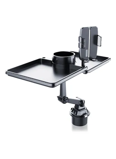 Universal Multifunction Car Cup Holder Mount Cell Phone Clamp Bracket with Dual Food Tray CP252A