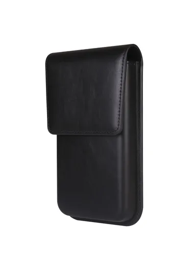 Universal Vertical Waist Pouch For Smartphones 6.7-6.9 Inch PU Leather Magnetic Closure Large Flap Design Phone Bag - Black
